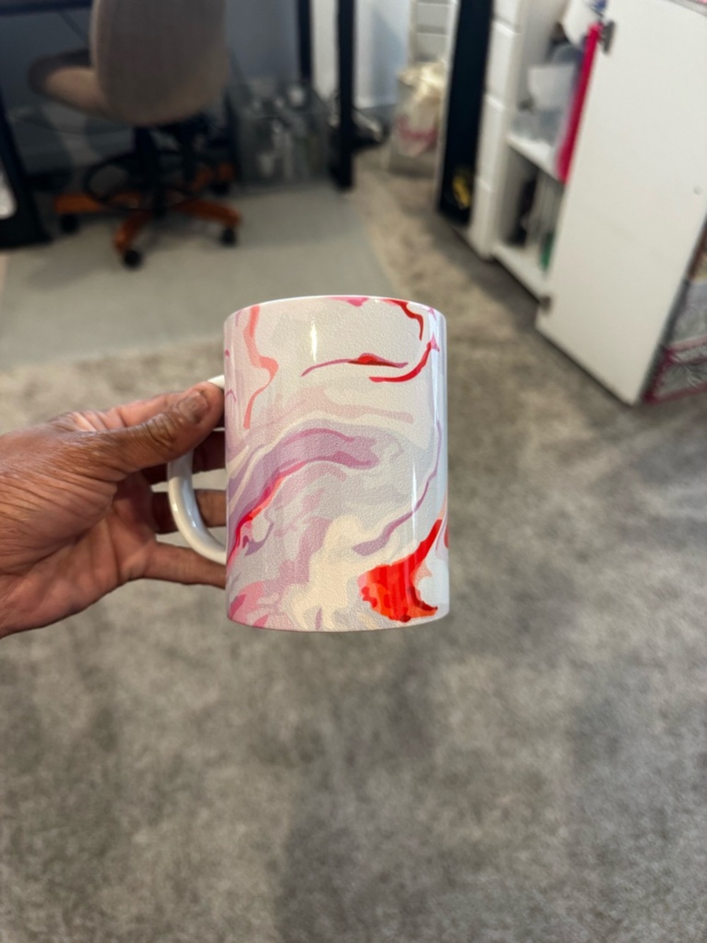 Marble Swirl Ceramic Coffee Mug in Pink & Red